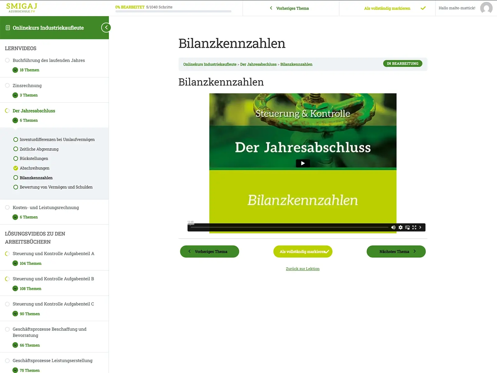Screenshot der Plattform azubischule.tv