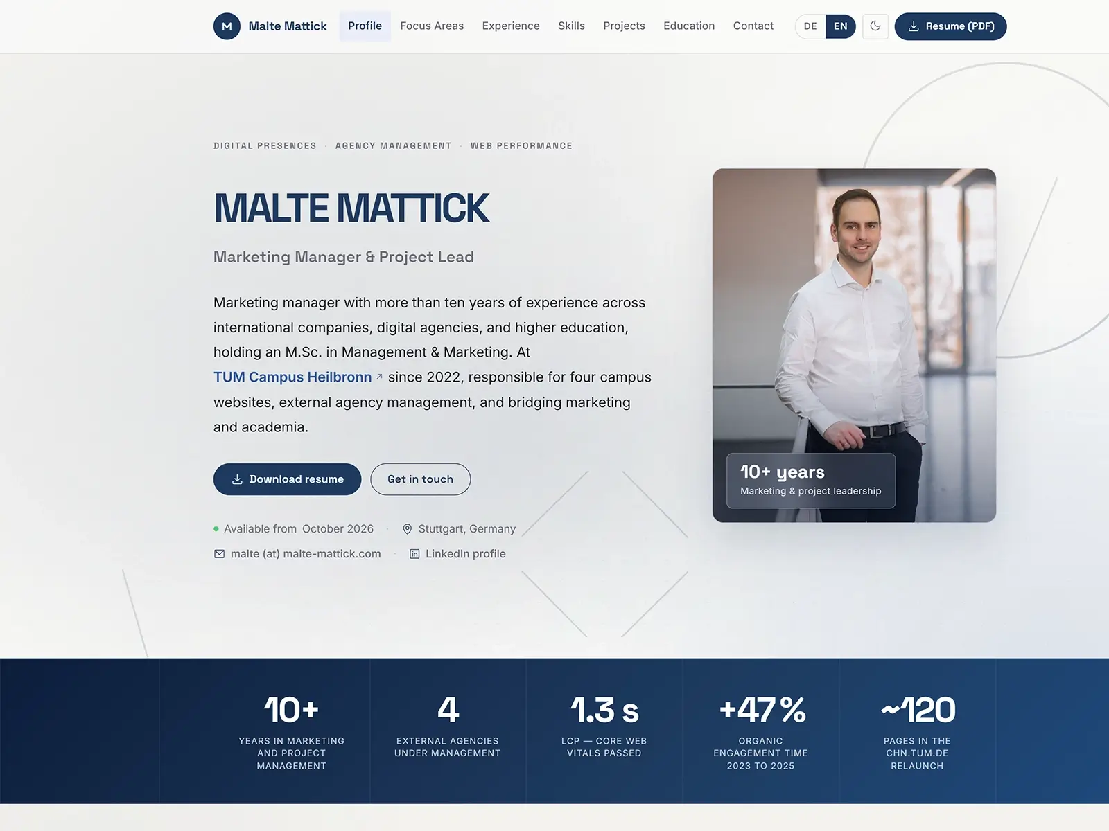 Screenshot der Website malte-mattick.com